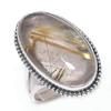 Natural Golden Rutile Gemstone Handmade 925 Solid Silver Jewelry Ring S.10 p1O10