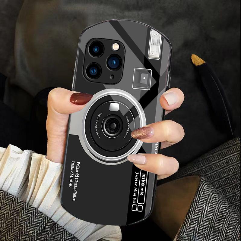 Древняя камера Розово-фиолетовая Для iPhone 11 12 13 14 15 Pro Max Plus Mini 7 8 Se 2020 X Xs Xr Эллиптический Чехол для телефона из закаленного стекла