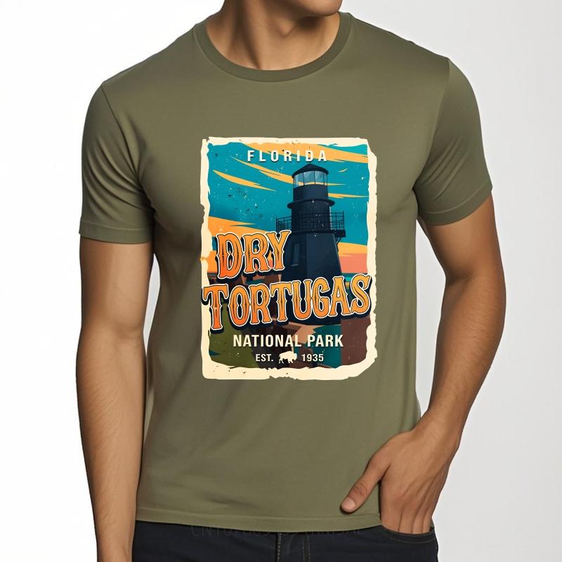 Brand Summer Boys T Shirt Florida Dry Tortugas National Park Lighthouse Sunset Scene Short Sleeve Soft Oneck Tshirt