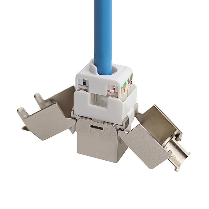 Разъем Keystone Cat6A Cat7 Cat7 Rj45 Stp Безинструментальный Тип Модульные Разъемы Адаптер Соединитель Для 22-26 Awg