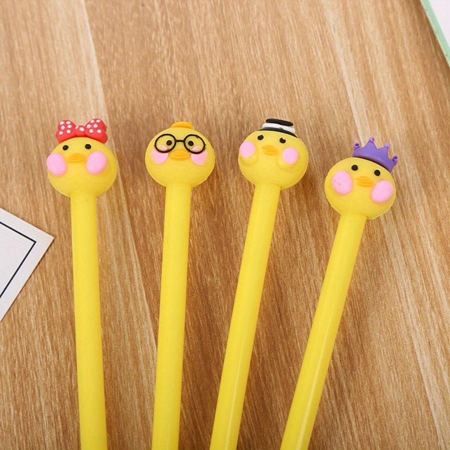 Back To School Season 10pcs 0.5mm Creative Cartoon Silicone Head Duck Gel Pen Fresh Office Signature Pen Cute Learning Stationery Water-based Pen
