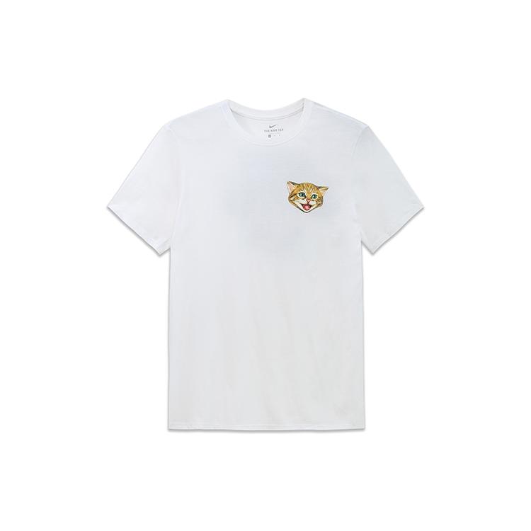 Nike T Shirts Men's White Crew Neck Moderate Straight Fit 816369-100