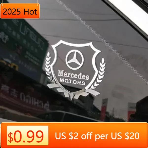 lkurz6 2025 Hot 2pcs Metal emblem Auto Decor Decals Car Window Wiper Stickers For Mercedes Benz AMG C260l GLC CLE GLC GLA GLK W204 W205