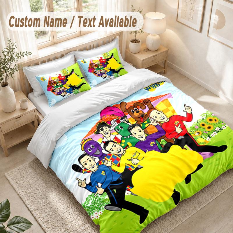 Wiggles Bedding Set, 1 Duvet Cover & 2 Pillowcases Soft Comfortable Bedroom Home Textile Decor