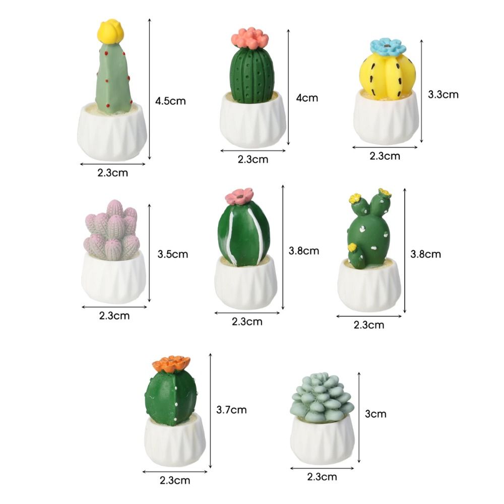 Mini Cute Succulent Plant Pots Resin Dollhouse Miniature Succulent Potted Cactus Car Ornament