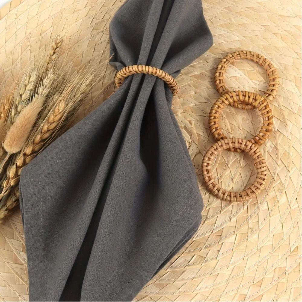 Boho Style Rattan Napkin Holders Woven Texture Dinner Serviette Holder Home Decor