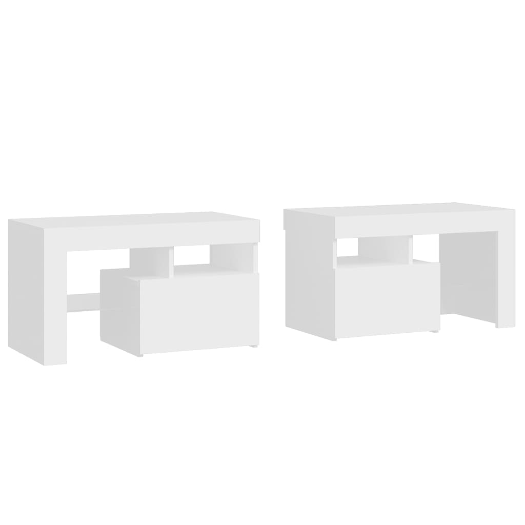 Vidaxl Szafki Z Oświetleniem Led, 2 Szt., Białe, 70X36,5X40 Cm