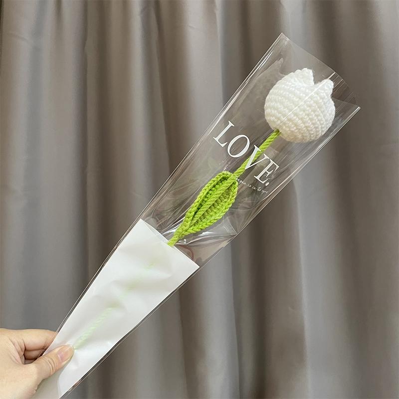 Simulated crochet Tulips Carnations Red roses DIY Handmade Flower Bouquets Birthday Gifts Wedding Souvenirs Mother Teacher's Day