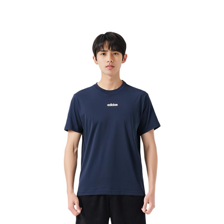 Adidas T Shirts Men's Navy Crew Neck Moderate Straight Fit JC7906