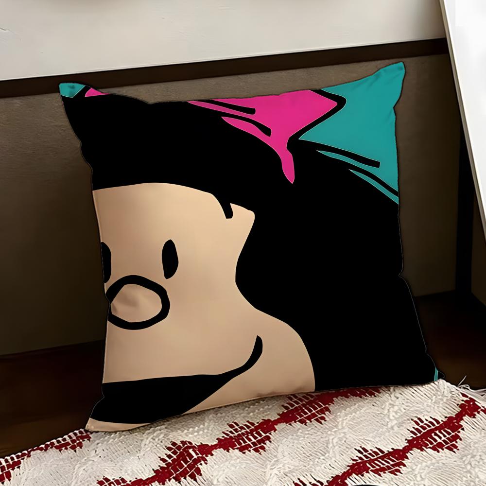 Cartoon MMafalda Cushion Cover Reversible Soft Durable Pillow Cover Home Car MultiScene Use for Daily Comfort
