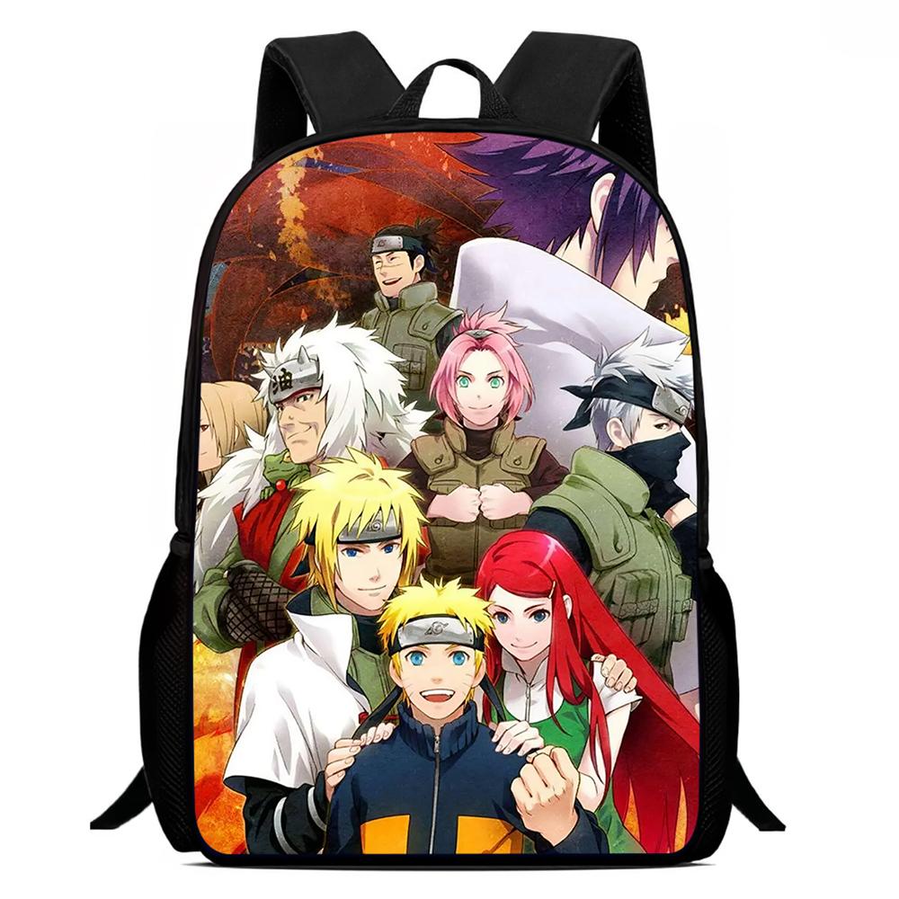 Мультяшный Рюкзак NARUTO 15 дюймов, Легкий, С Регулируемыми Плечевыми Ремнями, Детский Ежедневный Школьный Рюкзак Для Мальчиков и Девочек Возраста 5-10 лет.