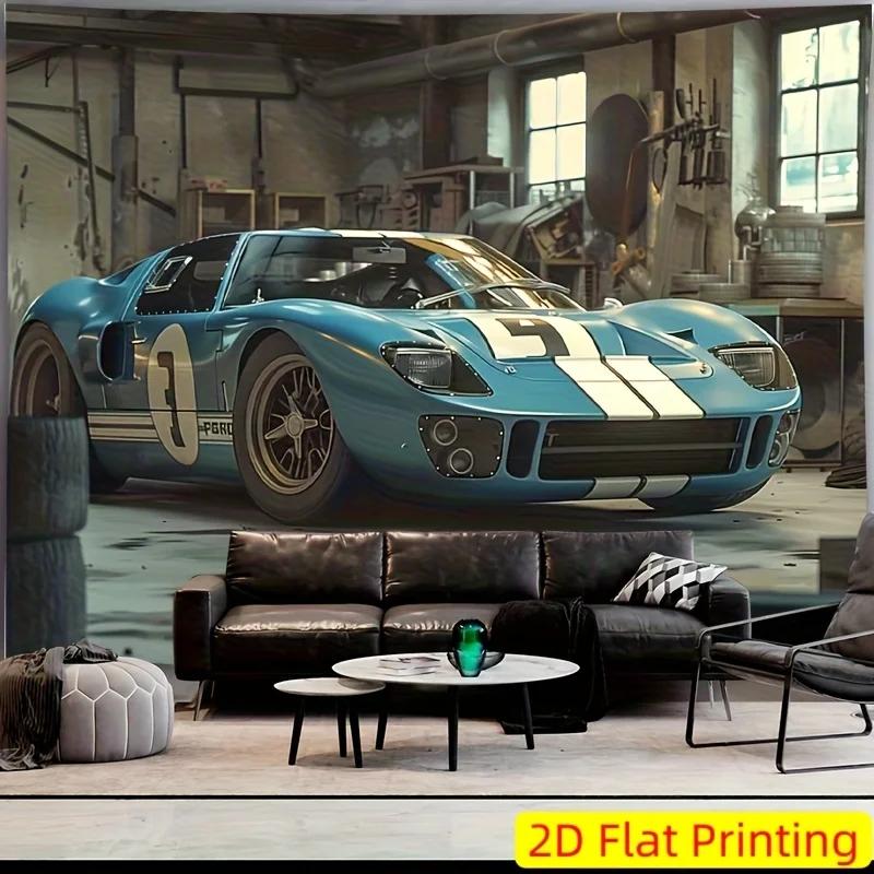 2D flat banner, 1 piece 2D polyester fiber exquisite party banner - GT40 racing theme designDJH