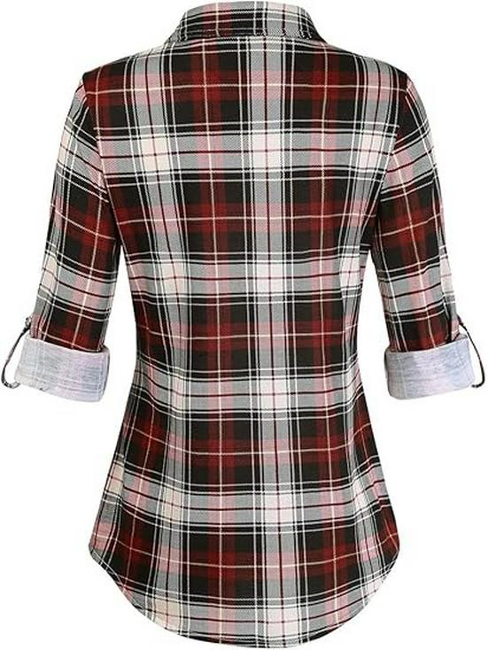 Женский приталенный топ в ретро-клетку с длинным рукавом, Осень/Зима 2026