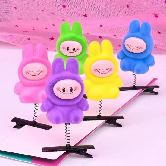 5 шт. заколки для волос мультяшная утка капибара декор флокированный материал пружинный дизайн заколки для волос аксессуары для волос