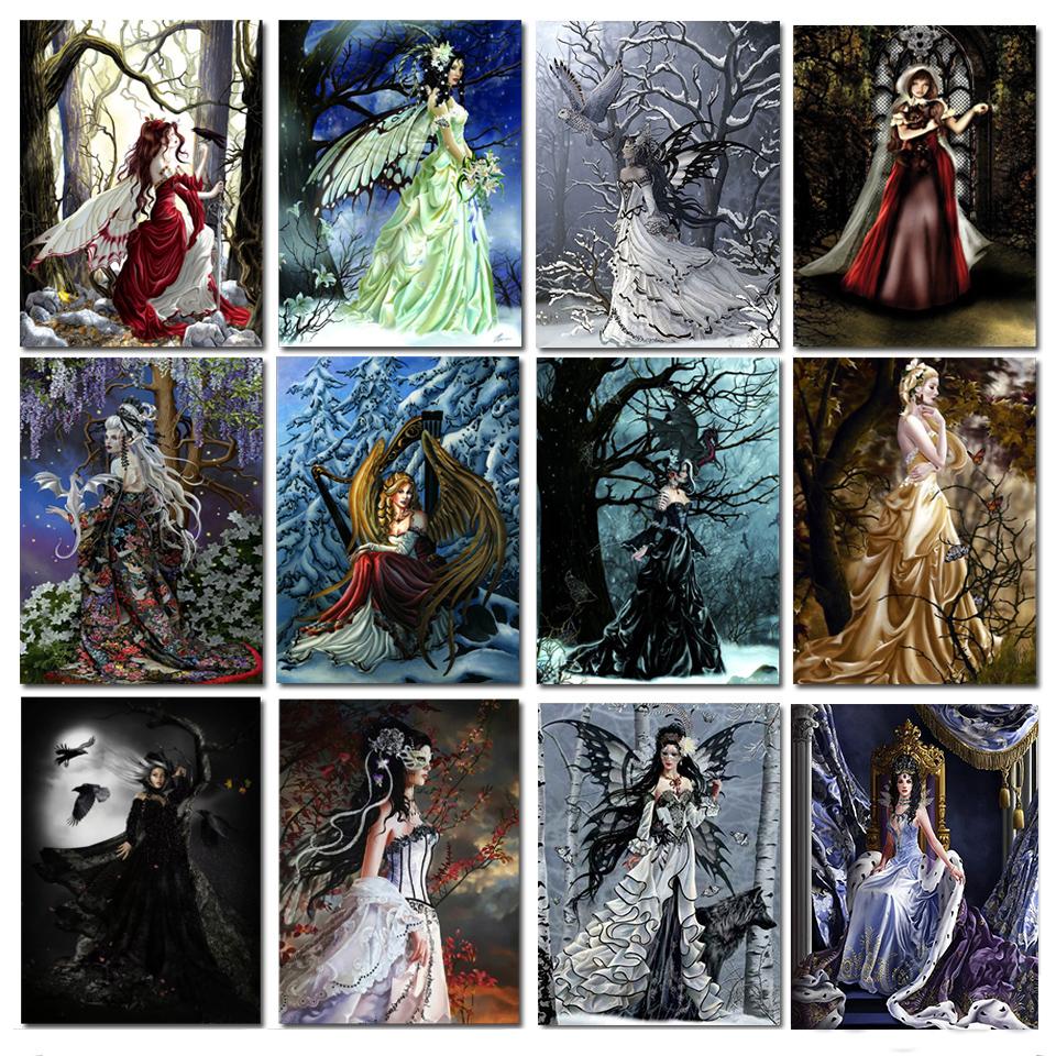 5D DIY Diamond Gothic Fantasy Art Butterfly Fairy Embroidery Diamond Painting Portrait Collection Abstract Diamond Painting