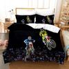 Dirt Bike Bedding Set Comic Brushed Polyester Duvet Cover Set King Queen Twin Double Single Size for Kid Boys Bedroom Decoration