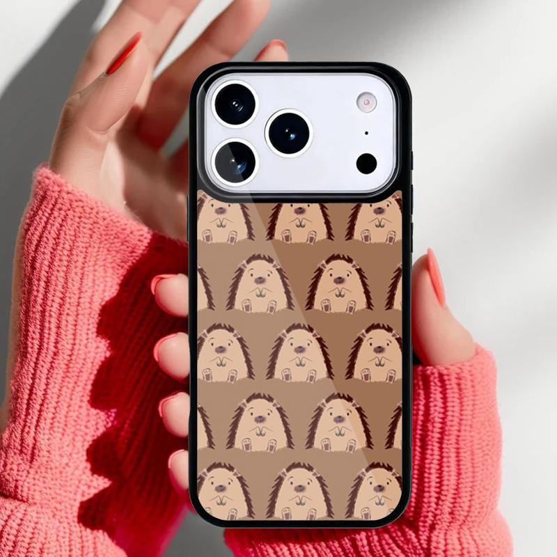 Kawaii Hedgehog Heart Phone Case for iPhone 17 16 15 14 13 Pro Max Back Cover for 12 11 Pro Coque