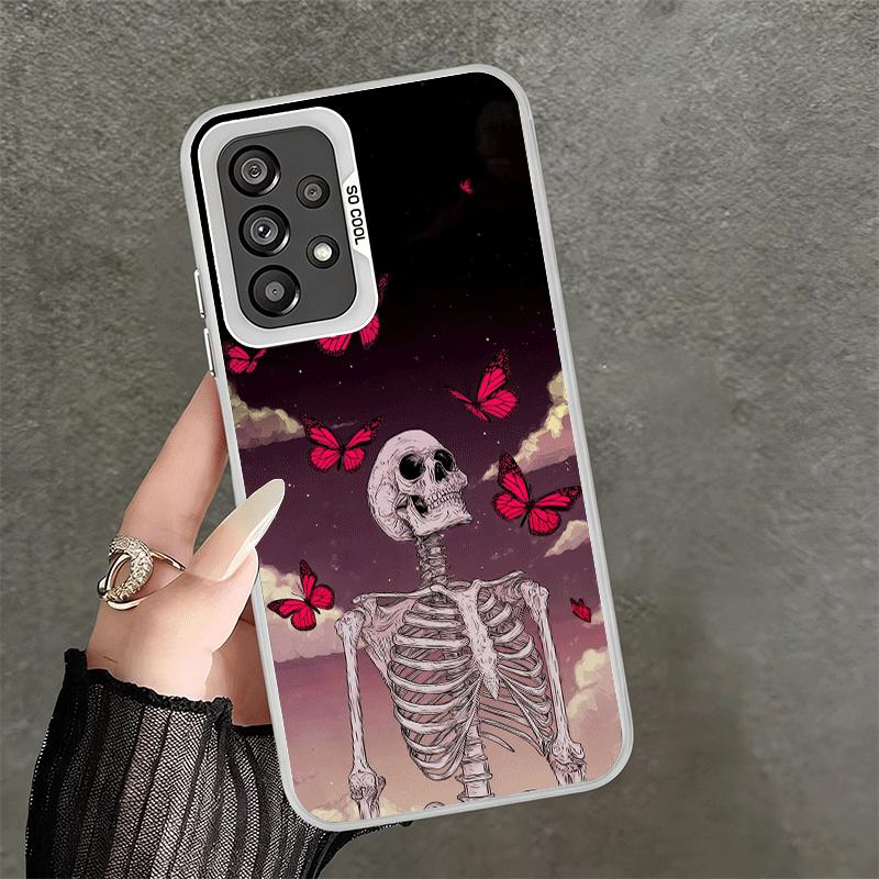 Floral Skull Flower Skeleton Soft Phone Case for Samsung A17 A16 A15 A14 A13 A57 A56 A55 A54 A53 A37 A36 A35 A34 A33 A26 A25 A24