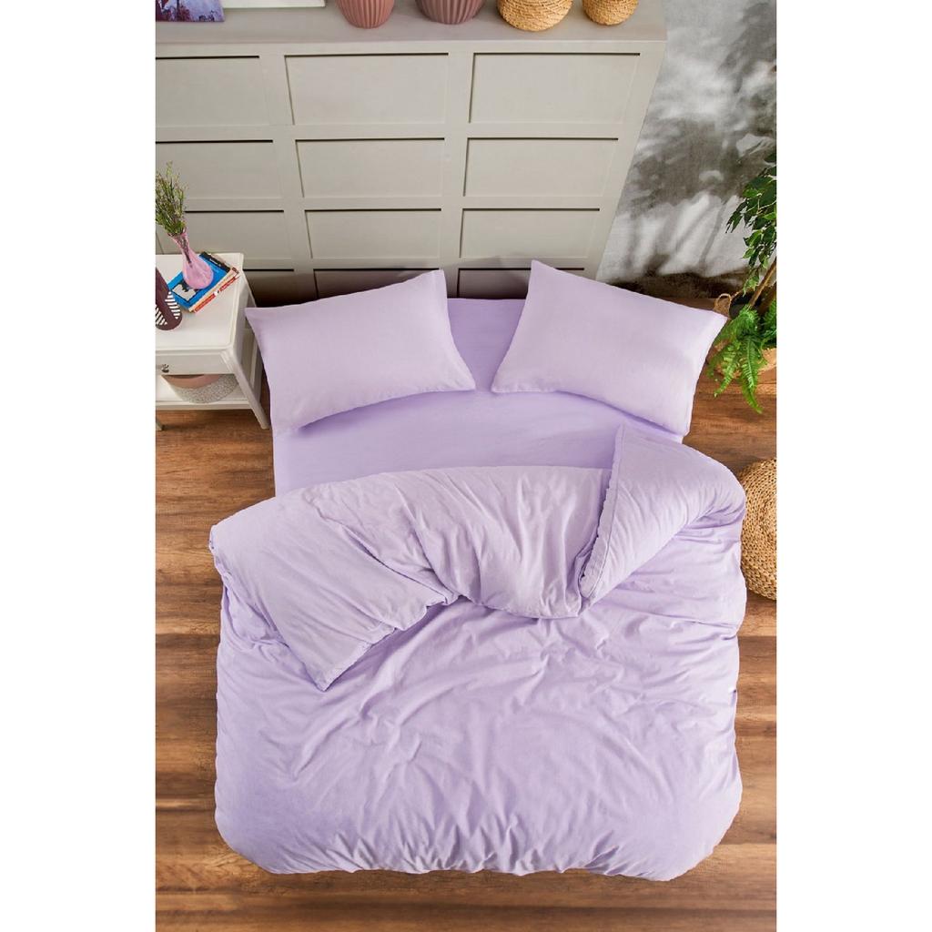 White Square Anthracite Single Duvet Cover Set With Rubber Sheet And 1 Pillow Case