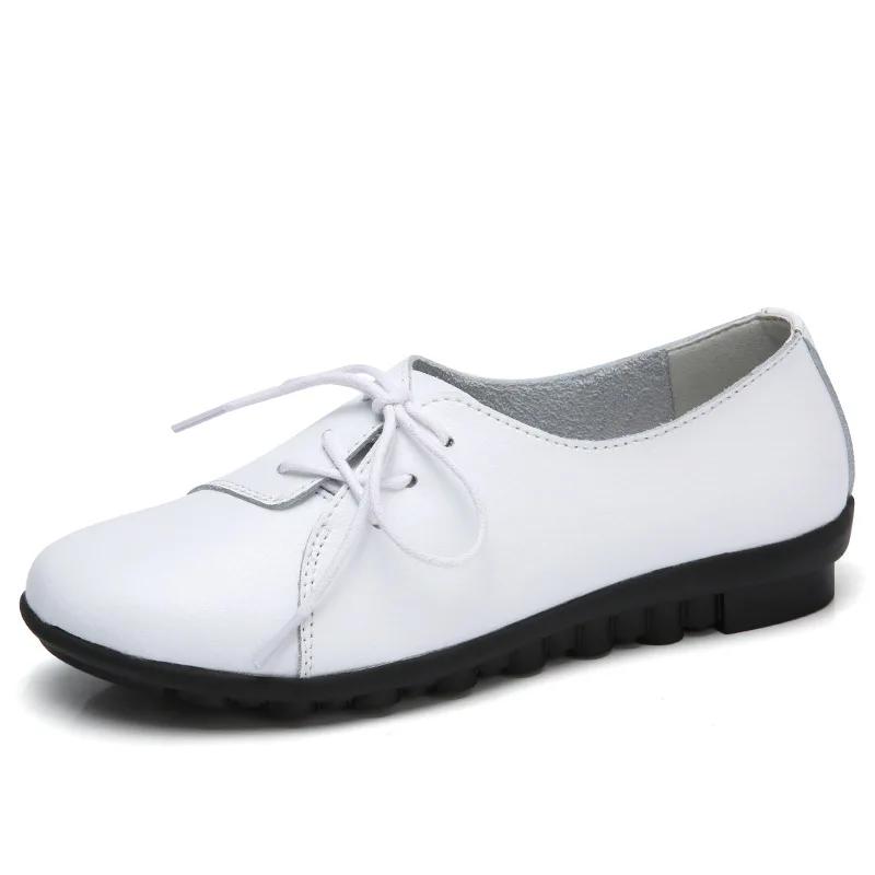 Новые туфли на плоской подошве из натуральной кожи, женские туфли-оксфорды с мягкой подошвой, белые мокасины Sapato Feminino, повседневные женские туфли на плоской подошве 2019 г.