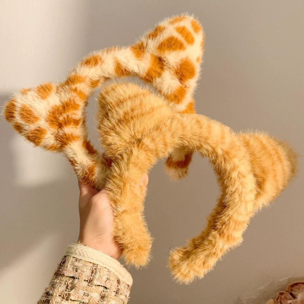 Модная моющая повязка на голову с мультяшным рисунком тигра, повязка на голову с кошачьими ушками, заколка с леопардовыми пятнами