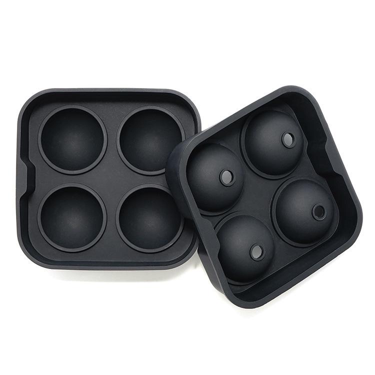 Набор из 6 круглых силиконовых форм для льда с 4-отверстиями для шариков льда и контейнером для льда