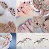 Girls Square Toe Nails French Fake Toenails Full Cover Sequins