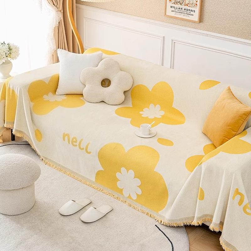 INS Style Fresh Sofa Cover Cloth High Sense Four Seasons Universal Dustproof Cover Chenille Sofa Towel