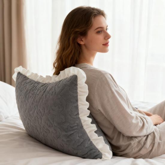 Бархатная наволочка Осенне-зимняя наволочка с плиссированным краем Приятный к коже протектор для подушки Декоративная теплая наволочка для спальни, общежития