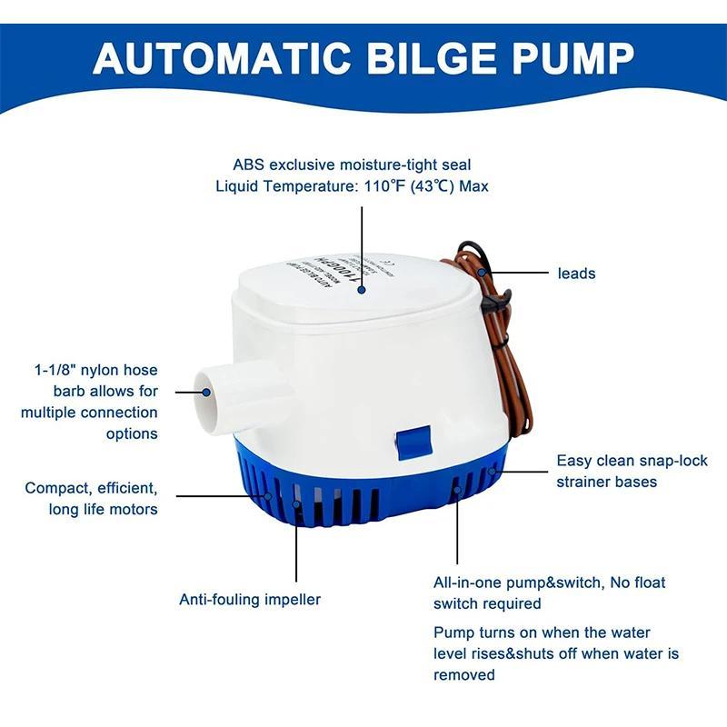 12v24v Automatic Bilge Pump Small Drainage Pump Pumping Yacht Battery Marine Pump DC Submersible Pump