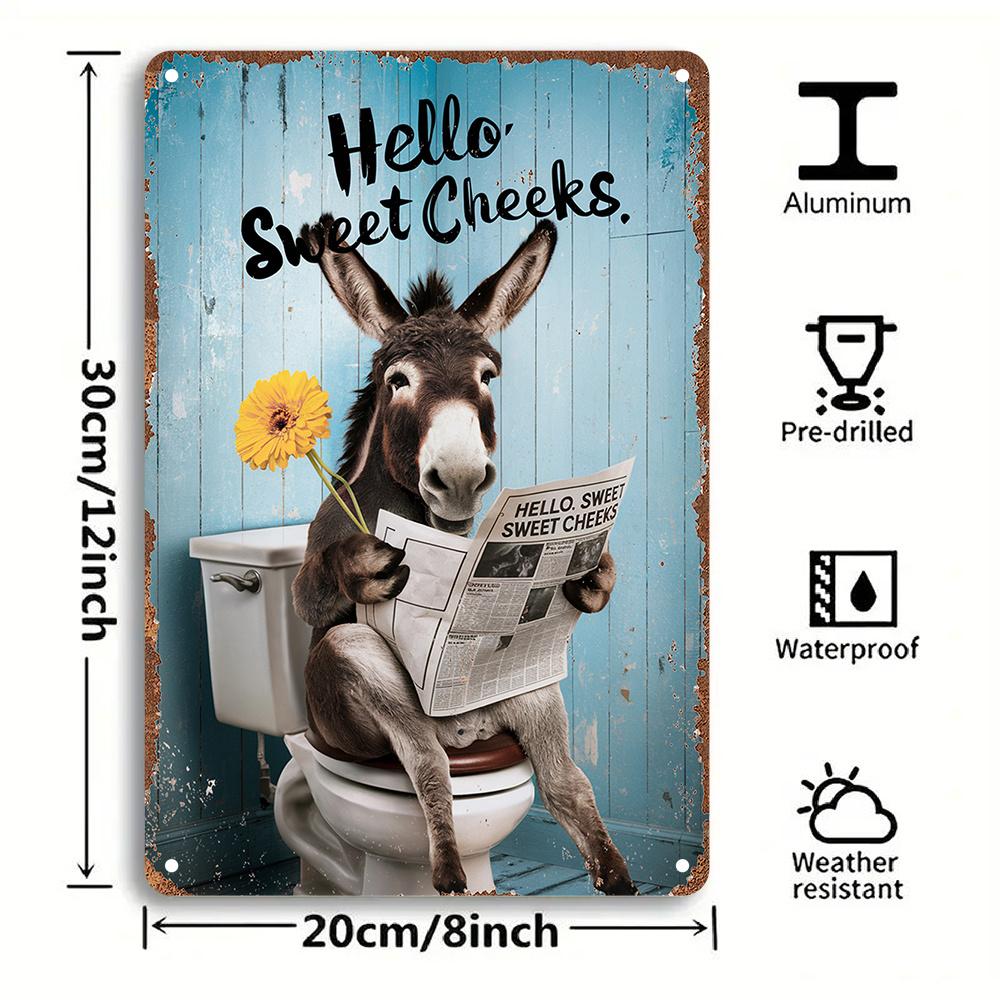 Vintage Iron Hello Sweetheart Donkey Metal Sign Wall Decor IndoorOutdoor Use for Home Bedroom Dining Room Bar Caf