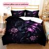 Purple dragon  Pattern Bedding Quilt Set Quilt Cover Pillowcase Home Decoration  Gift (1 * duvet cover + 2 * pillowcase, without core)