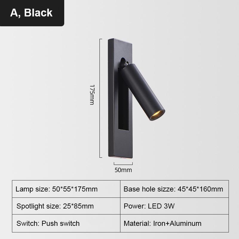 Современный светодиодный настенный светильник медно-черного цвета, встроенный настенный светильник, светодиодный 3 Вт USB, светодиодный настенный светильник для чтения, регулируемые ночники, настенный светильник