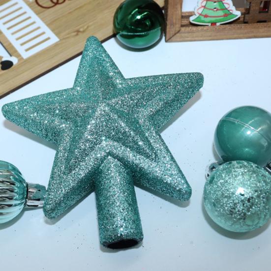 Набор из 30 мини-елочных шаров, 1,81 дюйма, пластиковые елочные шары, подвесные украшения с блестками, звезда-верхушка для елки для праздника, свадьбы, дня рождения