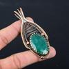 Lab-Created Emerald Gemstone Pure Copper Wire Wrapped Handmade Pendant Jewelry