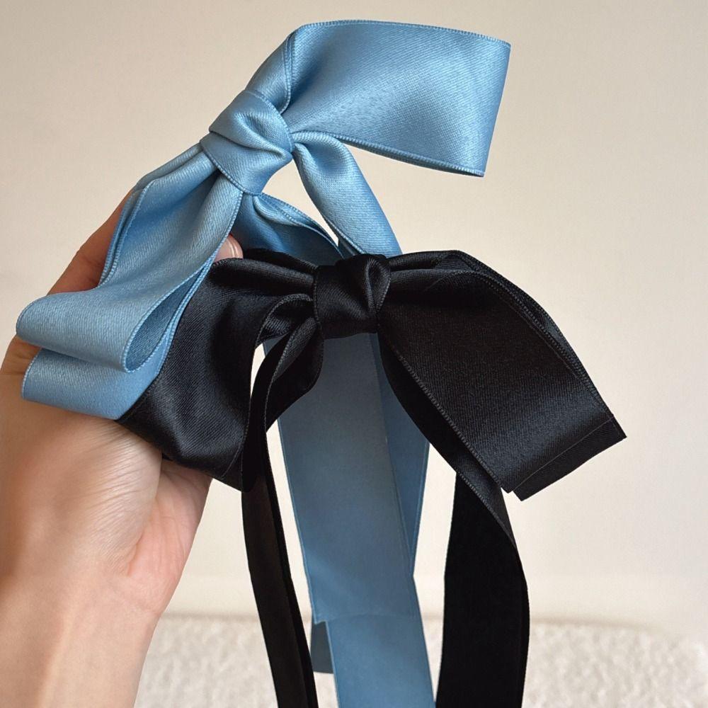 Large Bowknot Bow Hair Clip Solid Color Ribbon Hair Clip Fashion Ponytail Clip Girls