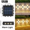 12/10/8/6/4/2 LED Solar Wall Lamp Outdoor Waterproof Up and Down Luminous Lighting for Garden Fence Decoration Sunlight Light