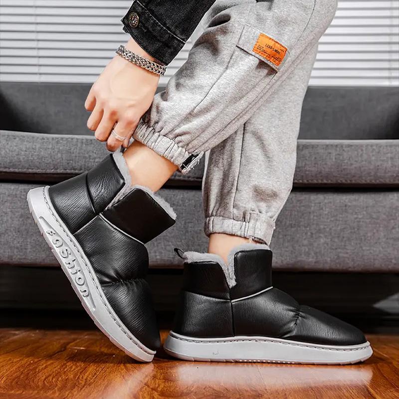 Зимние однотонные теплые зимние ботинки мужские бархатные противохолодные хлопковые туфли для отдыха на открытом воздухе модные нескользящие износостойкие повседневные туфли