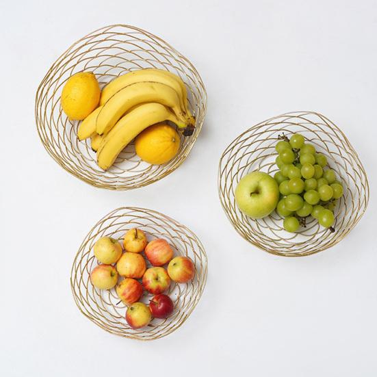 Железная корзина для фруктов, простая бытовая ваза для фруктов в скандинавском стиле, волнистая полая резная конструкция, железная ваза для фруктов для дома