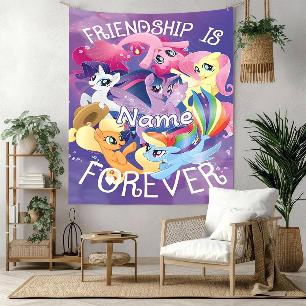 Little Pony Custom Your Name Wall Decor Tapestry Art For Pet Memorial Birthdaywedding Party Backdrop Family Gift