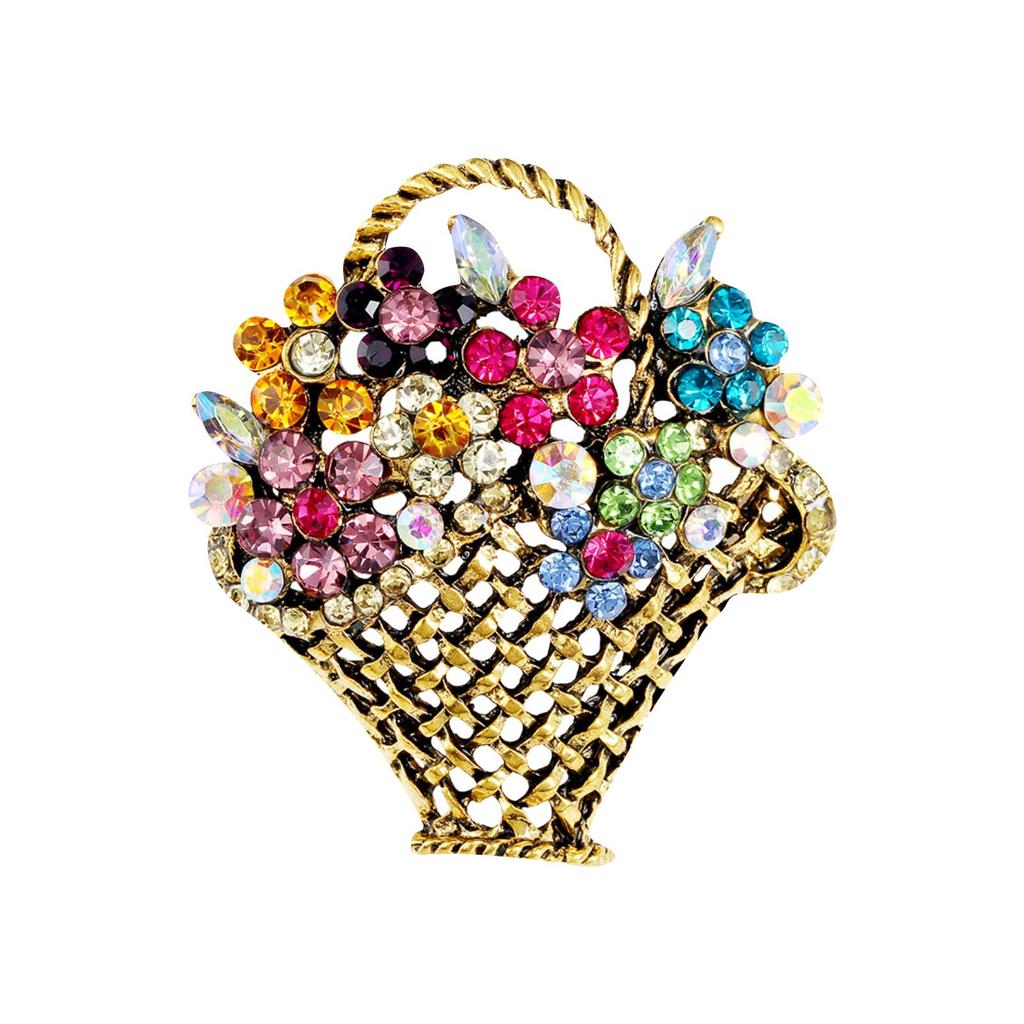 Korean Cute Creative Flower Basket Brooch Women's Suit Fashion Accessories Corsage Coat Coat Decoration Pin Fixed Buckle