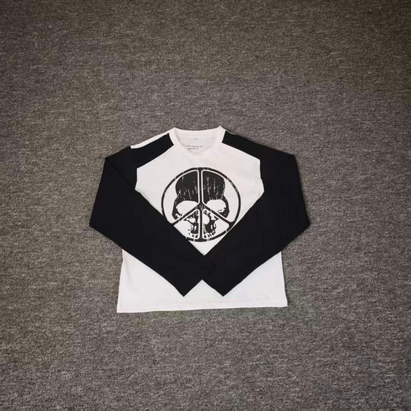 Mens Oversized Graphic Tee Cotton Long Sleeve Vintage Streetwear Hip Hop T-Shirt Loose Fit