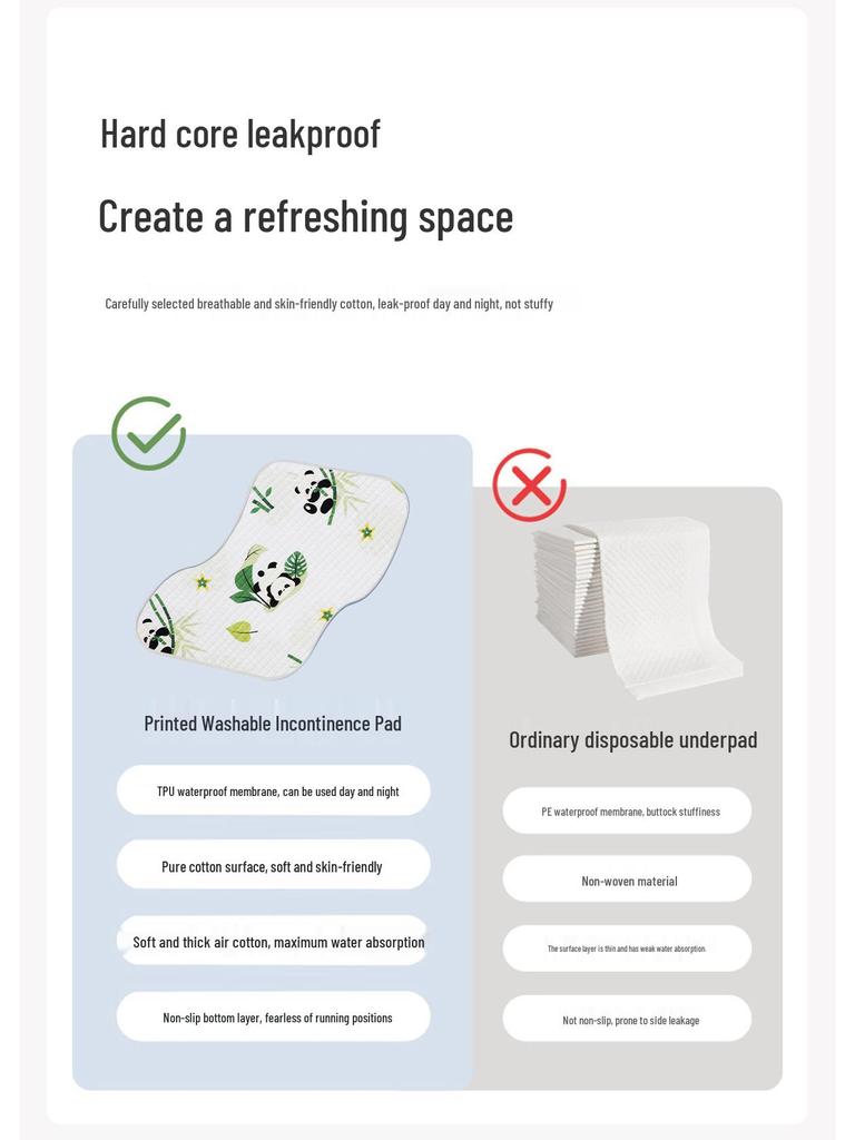 Водонепроницаемая моющаяся хлопковая прокладка для младенцев от недержания - Дышащая, Толстая, Большого размера