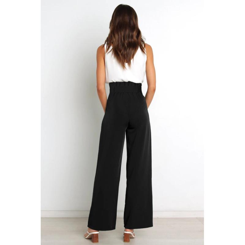 Летние офисные женские костюмные брюки, повседневные универсальные широкие брюки с брюками с поясом