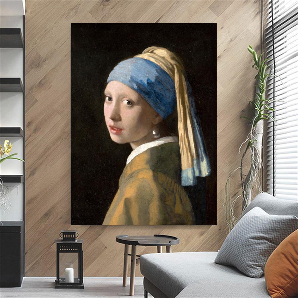 Жемчужные серьги Vermeer Girl 1665, выставочный постер, художественная печать на холсте, украшение для дома