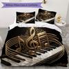 Classic Black Treble Clef Pattern Bedding uilt Set uilt Cover Pillowcase Home Decoration Birthday Gift (1 * duvet cover + 2 * pillowcase without core)