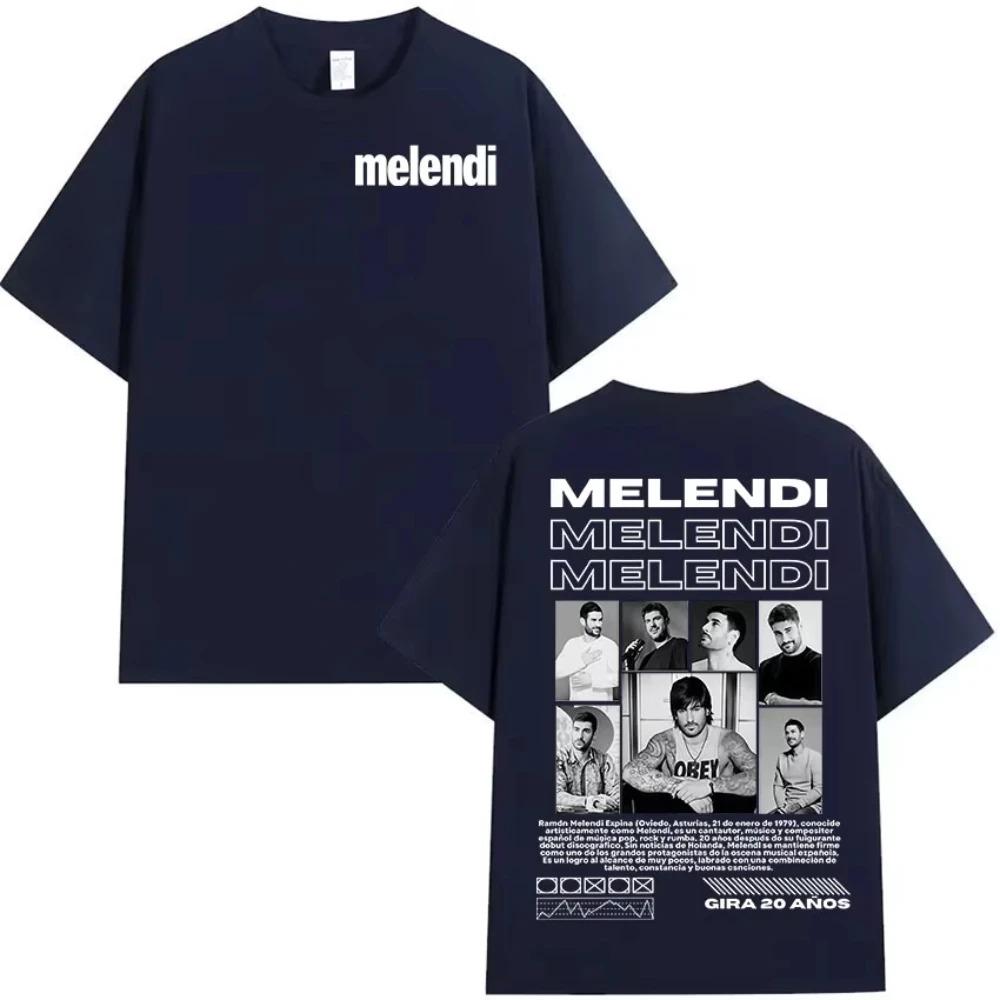 Rapper Melendi Tour 2026 New Album Merch Tee Shirt Unisex Clothing Hip Hop Oversized T-shirts Vintage High Quality Cotton T-shirt