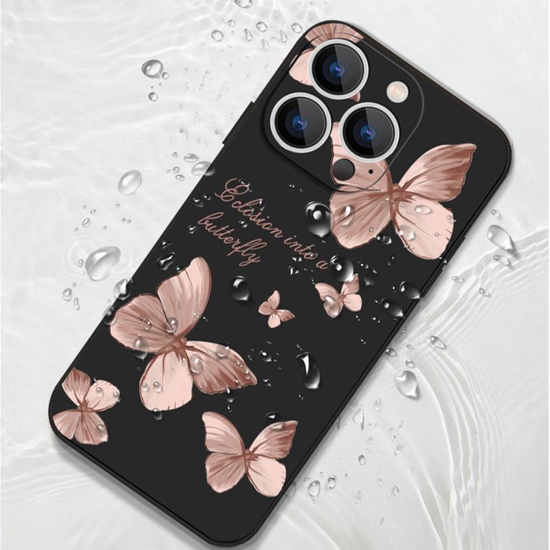 Мягкий чехол с рисунком бабочки для iPhone 16 15 Pro Max 14 13 Xiaomi 13T Poco X7 X6 Redmi Note 14 13 12, противоударный чехол с ручной веревкой