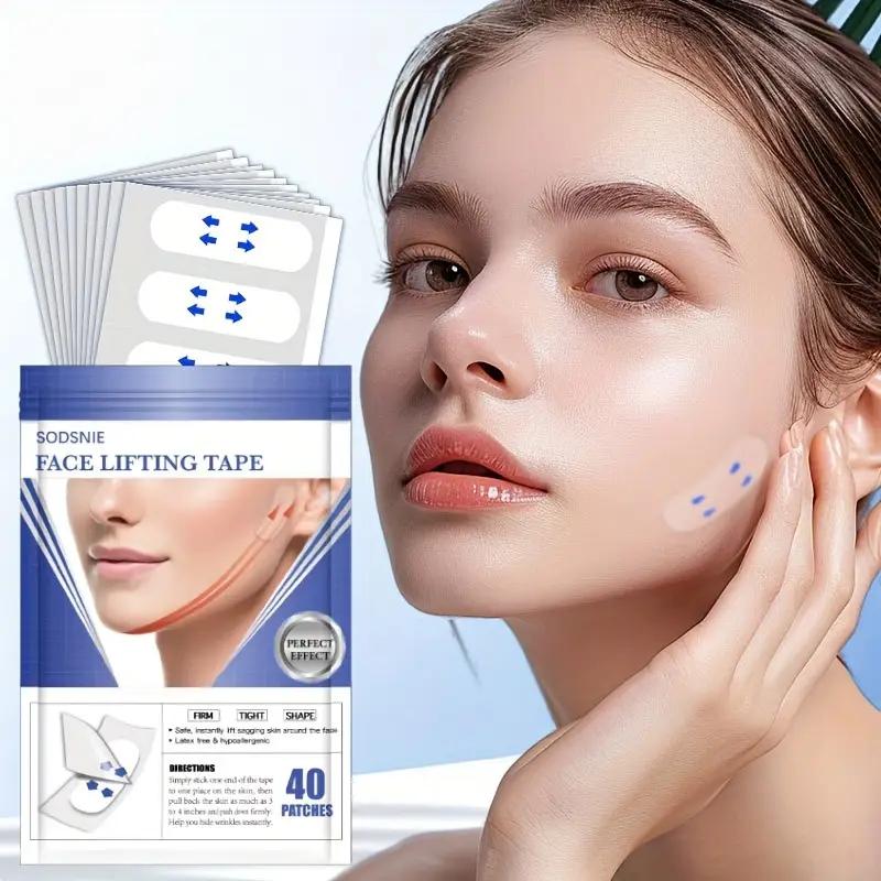 Лента для подтяжки лица, для глаз, двойного подбородка и шеи, мгновенное подтягивание кожи, водонепроницаемая, прозрачные пластыри для коррекции фигуры, подтяжка лица