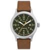 Мужские наручные часы Timex Expedition Scout, корпус 40 мм, серебристый, зеленый циферблат, коричневый кожаный ремешок, размер 40